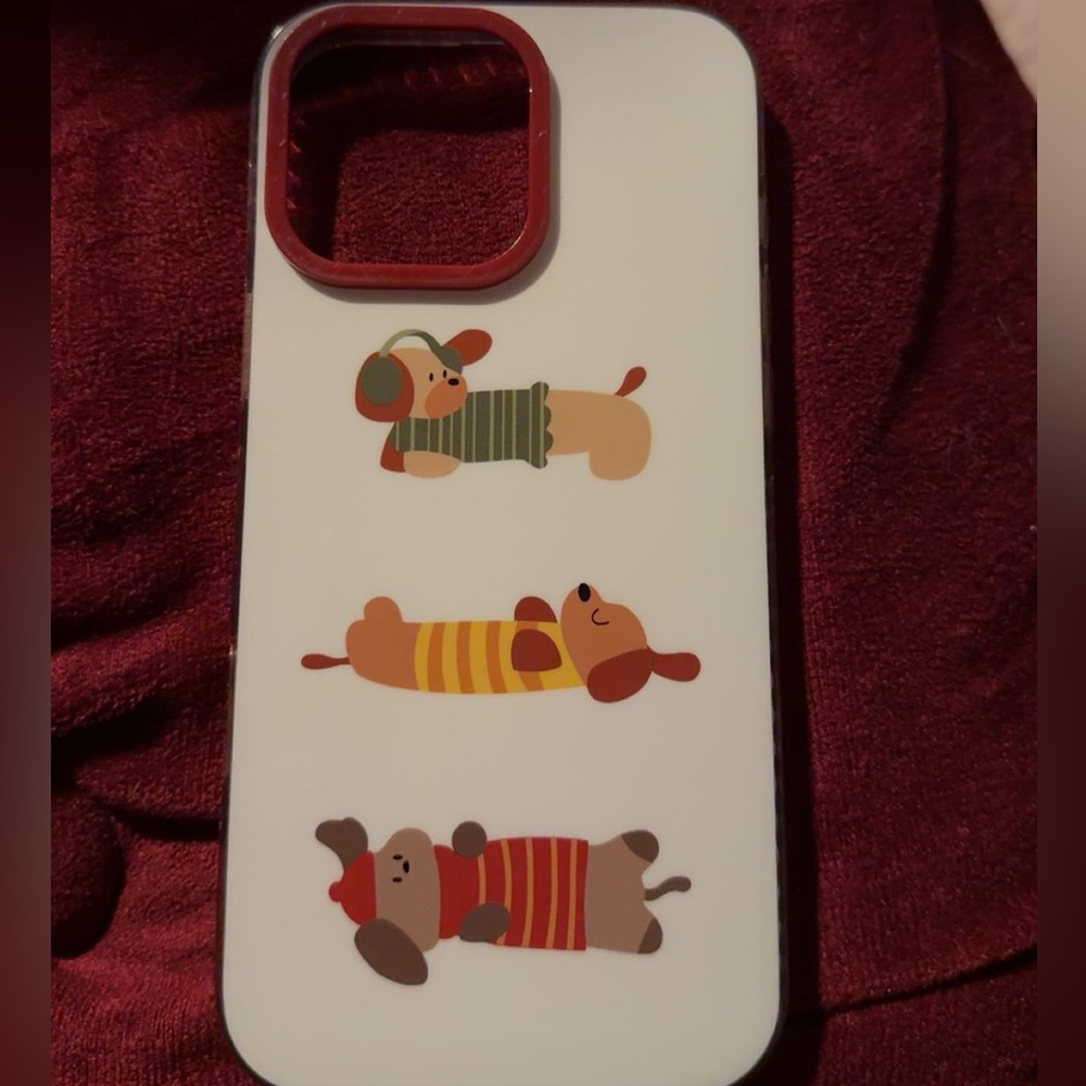 Cute Dog Pattern Phone Case - Red and White for iPhone 16pro max